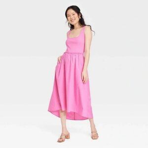 CLEARANCE! A New Day Size Medium Ballet Hi Low Midi Ribbed Tank Dress Pink
